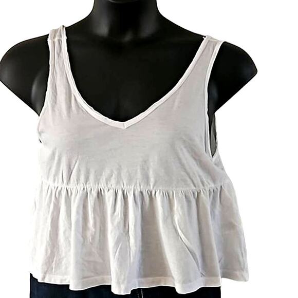 NWOT Abound White Sleeveless Babydoll Peplum Tank Top - Size Medium - Picture 2 of 5